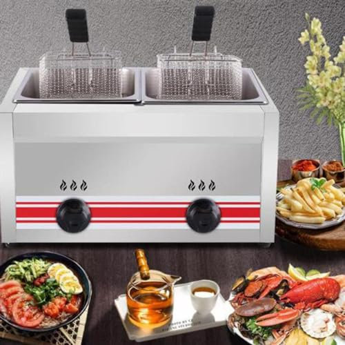 SenhE Friteuse à Gaz Professionnelle, Friteuse à Gaz Commerciale, Friteuse au GPL en Acier Inoxydable pour la Maison et Le Commerce, pour Le Café, Les Chips, Les Beignets, Le Poisson
