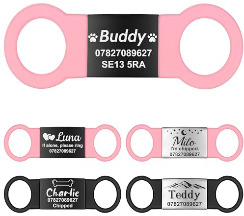 GISUREY Lautlose Hundemarke mit Gravur - Robuste Hundemarke Personalisiert mit Einzigartigem Design, Langlebige und Gut Lesbare Adressanhänger Hund für Hunde-/Katzenhalsbänder, PB-S