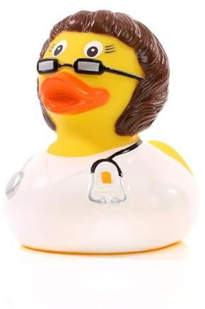 Ärztin, brünette ? Quietscheente - Badeente - ca. 8 cm gross