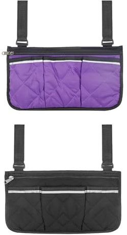 2 Pack Armrest Bags, Wheelchair Storage Bags, Multi-Pocket Storage Bags, Hanging Bags with Reflective Strips, Side Storage Bags, Wheelchair Accessories