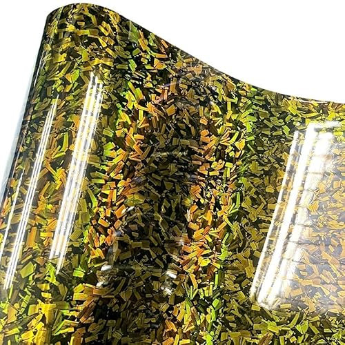 LIUCHUCHU Autofolie 50 cm * 500 cm Glanz Blau 3D Geschmiedet Carbon Fiber Wrapping Vinyl Film Motorrad Aufkleber Aufkleber Auto Zubehör Wrap Folie Auto Folie(Holographic Gold,50cm x 152cm)