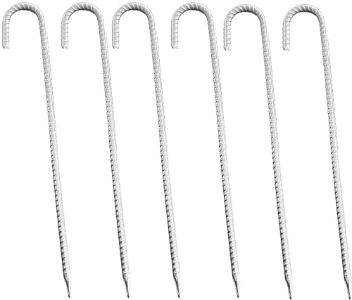 UvV 6 Stück XXL Heringe Zeltanker Stahl verzinkt Bodenanker 41 cm (16 Zoll) Ø12mm - Spitze geschmiedet Erdspieß Zeltheringe Erdnägel stabil für Trampolin Camping
