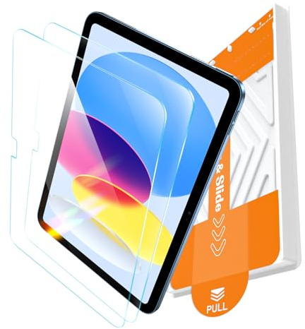EZ-GLAZ-2 Pack for iPad A16 2025 11th (11 Inch) / 10th Gen 2022 (10.9 Inch) Screen Protector, Military-Grade Shatterproof, 9H+ Tempered Glass with Installation Box, Anti-Scratch, Apple Pencil Compatible, HD Clarity, Bubble Free