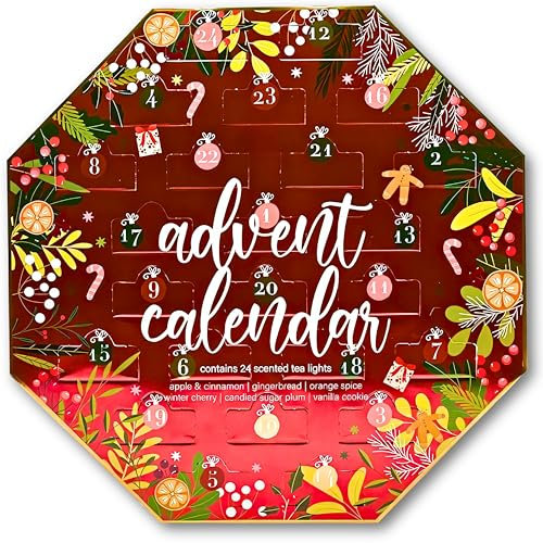 SGM Tealight Advent Calendar 2024 - Christmas Scented Tealights for Home Fragrance Lovers | Festive Scented Tea Light Advent Calendar, Perfect for Christmas Gifts, Home Decor & Holiday Aromas - PAN071