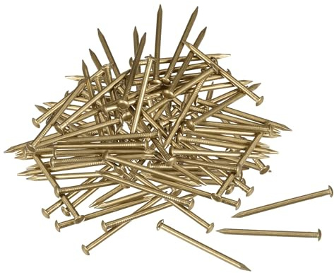 TOP-VIGOR Clout Nails 25mm, 100Pcs 1.5mm Brass Carpet & Upholstery Tacks | Galvanised Roofing Felt Tacks, Extra Large Head Clout Nails for Shed Roofing, Fencing, Woodwork, Furniture, Construction