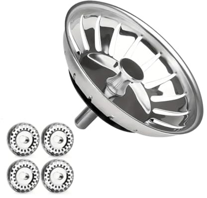[4 UDS] Tapon Fregadero Cocina - Filtro de Rejilla para Fregaderos de 79-82mm - Tapón Desagüe Cocina con Diámetro de 80 mm - Filtro de Desagüe para Fregadero