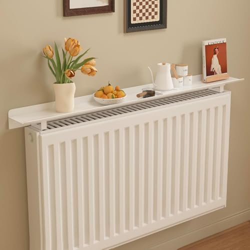 UVCMDUI Migliorata Mensola sopra Termosifone Senza Foratura, Copri Termosifone Moderno da 15cm di profondità, Copertura per Radiatore in Lega di Alluminio Bianco, Antipolvere, Antifumo,L 40cm/15.7in