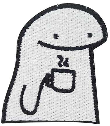 Finally Home Patch zum Aufbügeln - Smiling Coffee Guy | Jeansjacken Patches, Lustige Meme Aufbügler, Retro Flicken, Comic Aufnäher, Cartoon Anime Bügelpatches