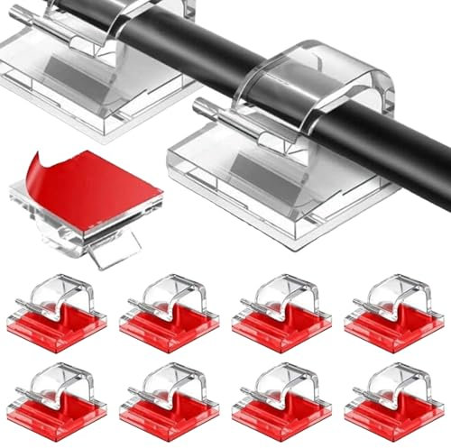 100 Pièces Clips Adhésifs pour Câbles, Attache Câbles Adhésif Clips Câble Rangement, Clips de Câble Adhésif Auto Collant pour Bureau, Voiture, TV, Téléphone, Chargeur, Clair