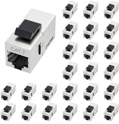 FGB 10 Gbps Cat7 Keystone Modulo RJ45 schermato accoppiamento Keystone presa di rete patch panel Keystone Ethernet connettore di rete (25 pezzi, argento)