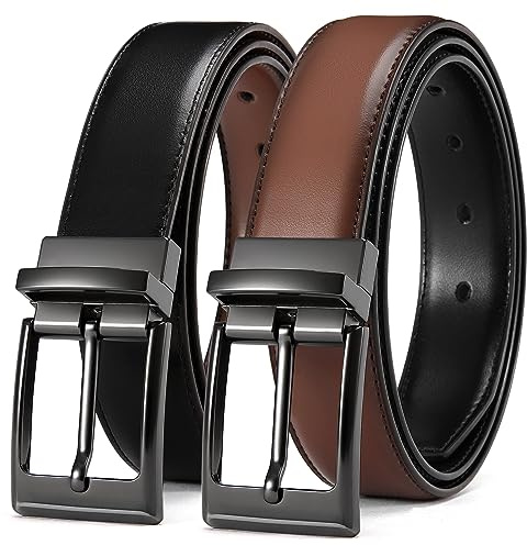 CHAOREN Ledergürtel Herren, 1 Wendegürtel Herrengürtel Leder 32mm für Anzug | 1 Gürtel 2 Farben, Drehbare Schnalle, Zuschneidbar, Business Anzuggürtel & Formelle Anlässe, Hochwertiges Leder, Geschenkbox
