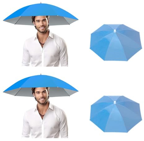 ZHYUAN 2 Stück Faltbarer Regenschirmhut,Regenschirmmütze,Regenschirm Hut mit elastischem Band,Handfrei Regenschirm Kappen,Kopfregenschirm,Regenschirm Hut,Regenschirmhüte für Erwachsene