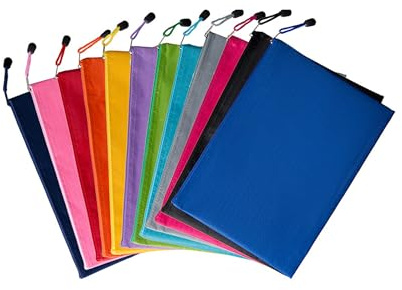 12 Stück Wasserdichte Dokumententasche Geldtaschen Banktasche, Reißverschluss-Aktentaschen, Reißverschlusstasche, Datei Taschen mit Reißverschluss Dokumentenmappe (A5(23 * 17.8cm))