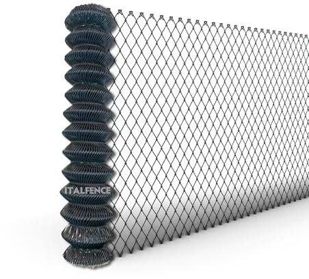 Italfence - Grillage simple torsion, galvanisé et plastifié anthracite, sans picots défensifs, Clôture de jardin, 25m (Toutes les hauteurs) [Ø2,40mm, 125cm]