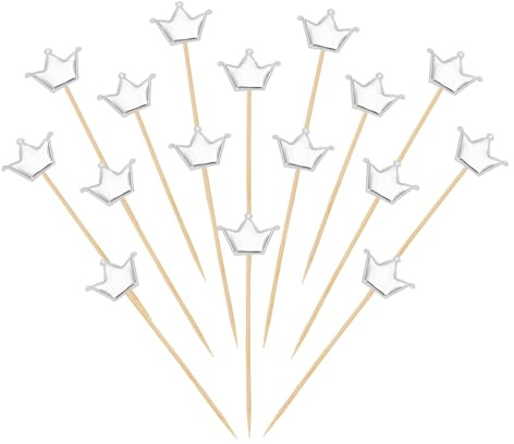 YELARXI Crown Cupcake Toppers Glittery Princess Cake Toppers Mini Cupcake Picks, Fit for Wedding Engagement Birthday Party Cake Decorations (50 Pack, Silver)