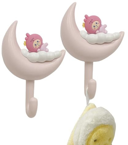 Generico Servitore per muro, supporto per tasti di | Cloud Aesthetic Key Hooks | 2x Moon No Organizzatore di gioielli a parete NO TRACE Adesivo