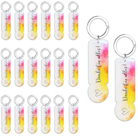 Yoljun Pack of 20 Shopping Trolley Token Keyrings, Acrylic Shopping Chip Key Ring, Removable Shopping Chip for Graduation, Wedding, Christening, Birthday