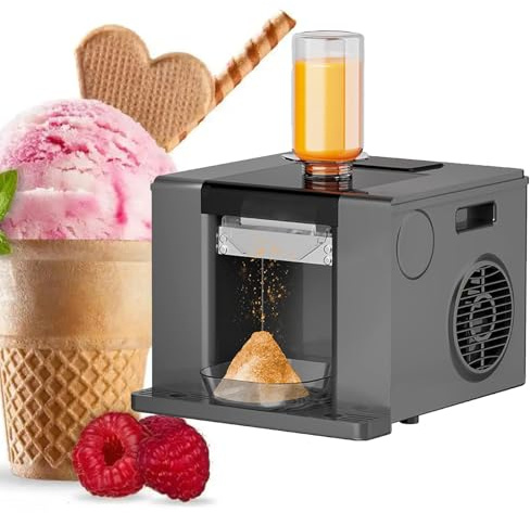 ZEEKYFOR Machine à Glace Flocon de Neige, Mini Machine à Glace, Machine à Glace Pilée Commerciale, Sorbetière 60 kg/24 H pour Fêtes, Salons de Thé et Desserts Black