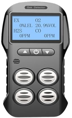 Rilevatore multigas Misuratore di gas O2 H2S CO LEL 4 in 1 Ossino Idrono solforato Monossido di carbonio Rilevatore di perdite di gas combustibili Con ampia gamma di test(Gas Detector)
