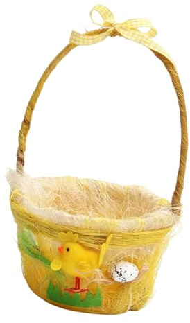 Cesta de huevos de Pascua con asa, elegante cesta de Pascua con soporte de mano para decoraciones de temporada y necesidades prácticas, portátil y