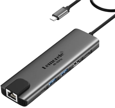 Hub USB-C TC44 3.0, estación de Acoplamiento 6 en 1, Pantalla HDMI 4K a 60 Hz, Adaptador USB-C, RJ45, 100 W for portátiles Windows y macOS.