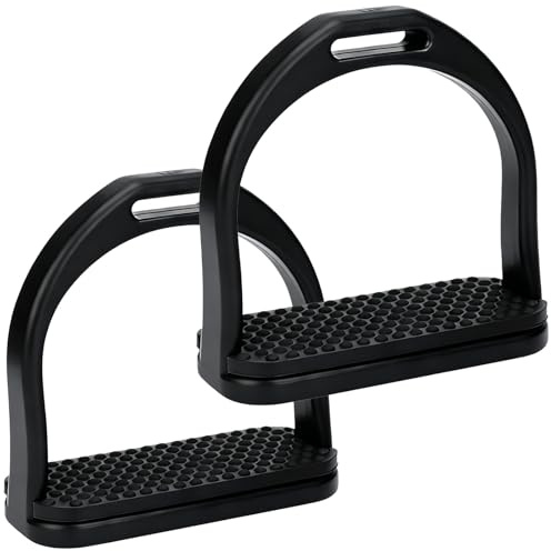yeeplant Pcs Ridsport stigbyglar svart med halkfri gummidyna, 13 x 17 cm, lätt design, passar för engelska sadlar, förbättrar säkerheten
