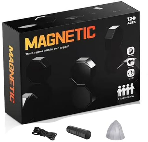 Tapallmy Juego Magnético Juego de Imán Portátil con Cuerda Ideal para Pensamiento Estratégico Diversión Juegos de Mesa Familiares Ideal para Niños Adultos 20 Piezas Magnéticas en Caja Negra