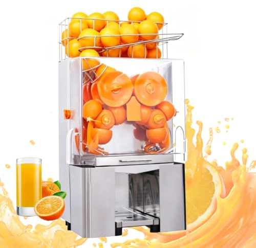 Máquina Exprimidora De Naranjas Comercial, Se Adapta A Cítricos De 40-80 Mm, Cuerpo De Acero Inoxidable + Cubierta Transparente Desmontable A Prueba De Salpicaduras