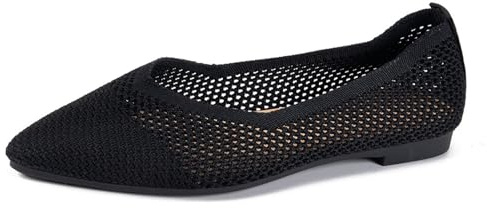 Summer Sporty Knitted Ballerina Slip On Shoes, Non Slip Breathable Comfortable Flat Trainers for Women