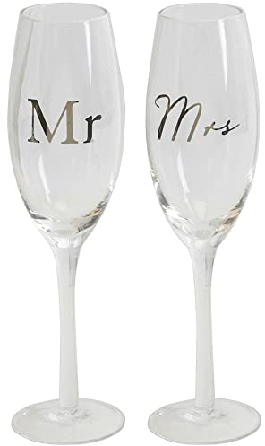 Amore Mr & Mrs Wedding Champagne Flutes Glasses