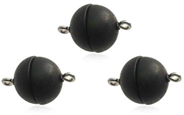 Creative-Beads Magnetverschluss für Ketten und Schmuck 3 Stück extra starker Magnet für Armband Kette Kugel rund 15mm schwarz matt