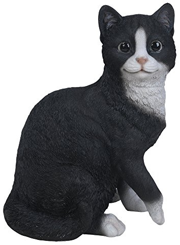 Pacific Giftware Katzen Figur - Sitzend schwarz-weiß - Dekofigur realistisch Geschenk für für Katzenliebhaber