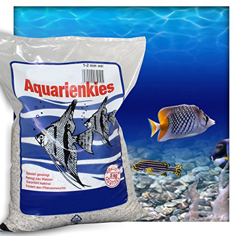 Kieskönig Aquariensand Aquariumsand Bodengrund 1-2 mm Aquarienkies hochrein Naturweiss 5 kg (1x 5 kg Beutel)