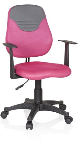HJH Office 670937 Sedia girevole per bambini e ragazzi KIDDY STYLE tessuto rosa/grigio Sedia girevole, cresce con il bambino