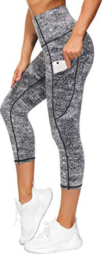 THE GYM PEOPLE Thick High Waist Capris Yoga Pants with Pockets, Tummy Control Workout Running Yoga Leggings for Women