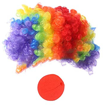 JIHUOO Clown Perücke und Nase Clown Haarteile Kostüm Accessories für Erwachsene