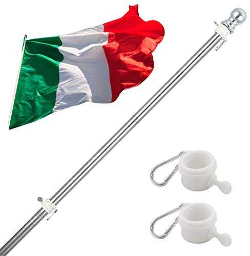 INFLATION Asta Porta Bandiera in Alluminio, Kit Asta Porta Bandiera 150-180 cm in Acciaio Inossidabile con Anelli girevoli, Inclusa Bandiera Germania 150 * 90 cm,(Albero con Bandiere, Senza Staffa)