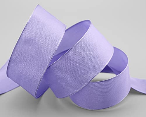 finemark 20 m x 40 mm SEIDENBAND LINA 610 Flieder mit Drahtkanten Stoffband Dekoband Drahtkantenband Geschenkband Tischdeko Hochzeit Ostern Schleifenband Visco Kartengestaltung Draht
