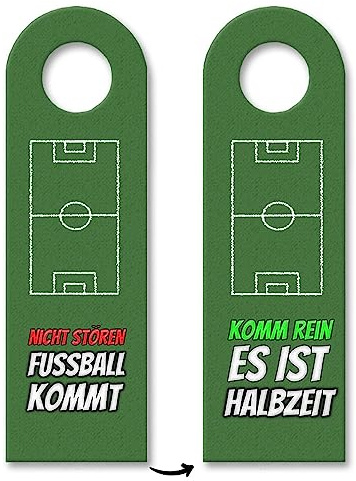 Türhänger in grasgrün mit Fußballfeld Nicht Stören - Komm rein es ist Halbzeit