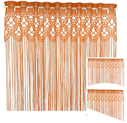 heimtexland ® Fadengardine Zuschneidbar Insektenschutz Vorhang Türvorhang Raumteiler Gardine Typ570 Terra Orange 160x195