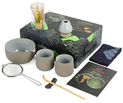 TEANAGOO Matcha Whisk,9 Pcs Ceramic Matcha Set,Matcha Kit for Ceremony,Matcha Tea Set for Making Breakfast/Matcha Latte,Matcha Whisk and Bowl Set with 2 Matcha Cups(7.2oz),Gift for Matcha Lover