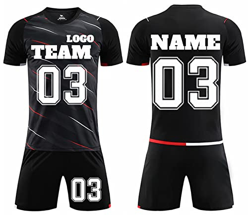 LJYTMZ Personifizieren Fussball Trikot Kinder Erwachsene Hemd & Kurze Set Benutzerdefiniert Trikot Jeder Name Nummer Team Logo fußball Geschenke für Jungs