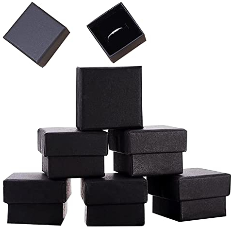 GoldRock Geschenkbox Ringbox, 6 Pack Ringschachtel, Ringschatulle, Geschenkbox mit Deckel Schwarz,Ring Schachteln,Ring Box für Wedding Hochzeit,Verlobungsring Box,Kleine Geschenkboxen,Schmuckschatulle