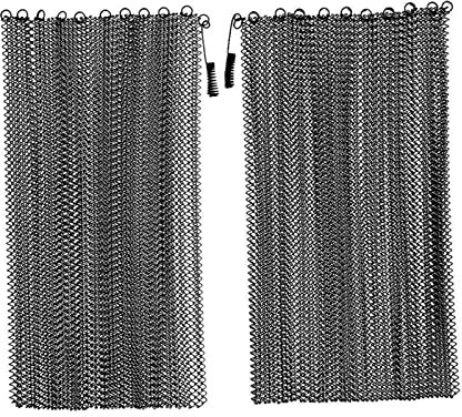 zklaseot Fire Screen, 2 Packs Fireplace Screen Mesh Curtain Spark Guard Chain Fireplace Door Protects The Fireplace, 5Sizes (Color : Black, Size : 24x19in)