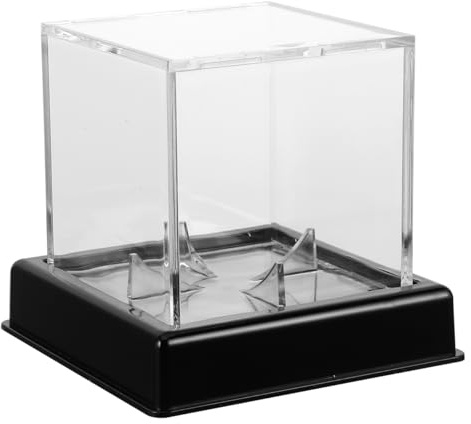 CLISPEED Acryl Vitrine Schaukasten mit Schwarzer Basis: Baseball-Display-Koffer UV-geschütztes Acryl Baseball-Aufbewahrung Baseball-Halter Quadratisch für Modellautos, Figuren | 10.5 x 10.5 x 9.5cm