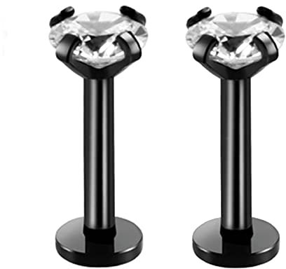Bishilin Lippenpiercing 8mm Stablänge, Lippenpiercing Stecker Chirurgenstahl mit 3MM Zirkonia Ohrstecker Tragus Piercing Nasenpiercing Set