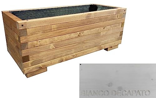 TOTAL WOOD 2012, Jardinera Modelo ISI, en Madera Vidrio Impregnada para Plantas con Vaina Interior, Complemento de Decoración, Made in Italy También a Medida (70x40x40, Blanco decapado)