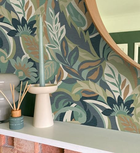 GAULAN 682843 Papier peint feuilles tropicales abstraites style Art Nouveau pour mur salon chambre couloir stanza salle à mange tête de lit hall - Rouleaux de 10 m x 0,53 m
