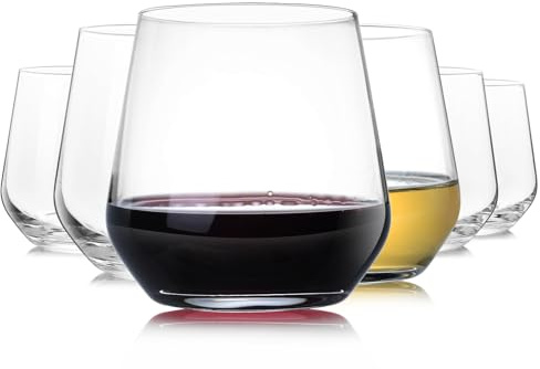 Chouggo Stemless Wine Glasses Set of 6, Hand Blown Premium Crystal Square Red White Wine Glass - Gifts for Women, Men, Wedding, Anniversary, Christmas, Birthday - 15Oz