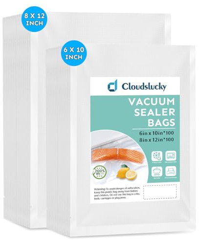 Cloudslucky Vakuumierbeutel Lebensmittel 200 Stück 15x25cm&20×30cm Vakuumbeutel Gefrierbeutel Profi-beutel für alle Vakuumierer,BPA-frei,Kochfest und Sous Vide Beutel Vacuum Bags for food